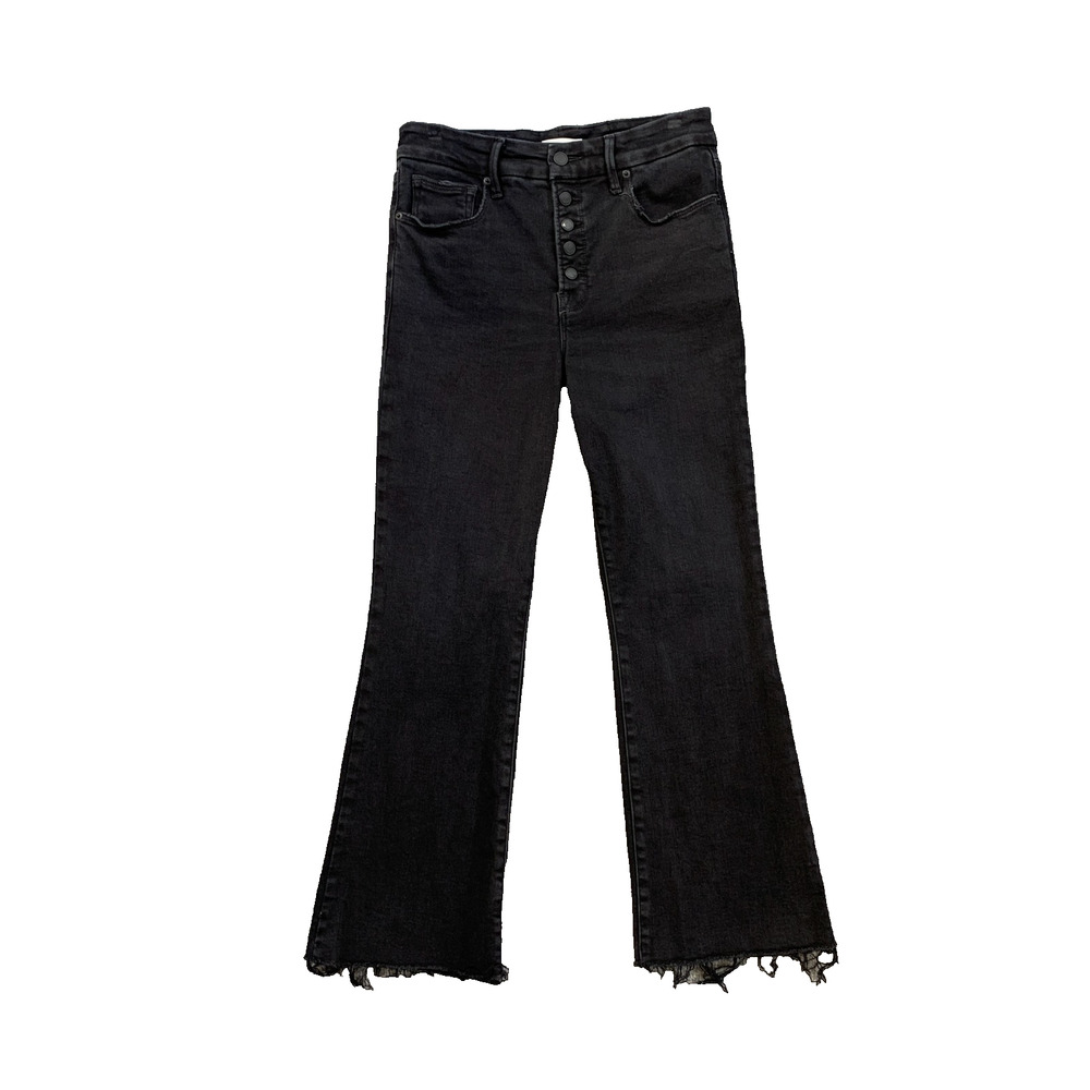 Good American Jeans Womens 6/28 Faded Black Good Legs Crop High Rise Mini Boot